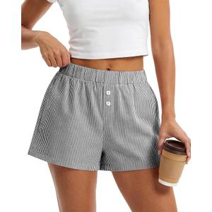 BTFBM Striped Boxer Shorts for Women 2026 Spring Summer Y2k Vacation Beach Bottoms Lounge Sleep Pajama PJ Pants Clothes (XL)