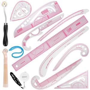 13PCS Styling Sewing French Curve Ruler Set, Dress Makers Rulers Clear Sewing Tailors Pattern Making Ruler for Fashion Design and Guides
