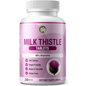 Natural Foundation Supplements Milk Thistle Supplement 240 Tablets Daily Liver Support 70mg 100:1 Extract 3rd Party Tested 80% Silymarin Made in The USA (240)