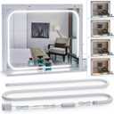 MY BEAUTY LIGHT LED Vanity Lights Strip for Mirror, 3000K-6000K Adjustable Color Temperature Bright Vanity Mirror Lights, 6.56FT Dimmable Makeup Light, ELT Approval 24V Stick on Lights for Mirror (White / Warm White)