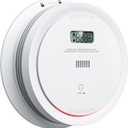 Smoke Detector Carbon Monoxide Detector Combo Battery Powered, 2 in 1 Fire & CO Alarm with LCD Display,Smoke Alarm Co Detector with Test/Silence Button for Home (1pack)