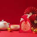 Winlyn 32 Pcs Chinese Lucky Bags Red Fu Good Luck Bags Decoration for Asian Vietnamese Tet Wealth Health Success Chinese Lunar New Year 2026 Year of the Horse Decor