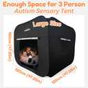 Pop up Sensory Tent for Kids, Extra Big 47x47in Black Out Calming Hideout Den, Calm Down Black Tent for Autism Kids ADHD SPD, Autistic Sensory Room Play Tents with Door & Window