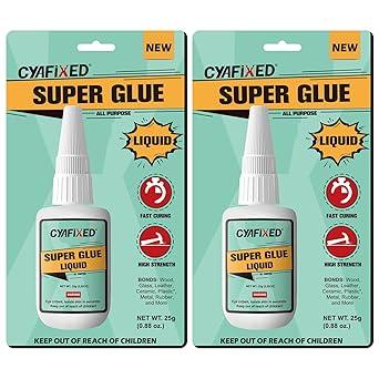 Super CA Glue Liquid, Clear Quick Dry Cyanoacrylate Adhesive for Wood Plastic Leather Metal Pottery Glass Ceramic Shoe Sole Repair, Instant Strong Bond for Jewelry, Craft, 3D Models, Woodworking 2 Pack