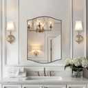 ANDY STAR Brushed Nickel Bathroom Mirror, 20"x30" Scalloped Wall Mirror in Stainless Steel Metal Frame, Unique Vanity Mirror with Modern Curved Edge Design, Ideal for Bathroom, Bedroom, Entryway