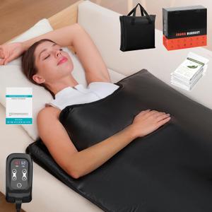 Infrared Sauna Blanket for Home: Portable Far Infrared Heating Blanket for Full Body Detox & Relaxation  Adjustable 95-167 & 20-60 Min Timer 71 x 31.5Inch Premium PU Leather