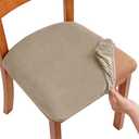 Smiry Velvet Seat Covers for Dining Room Chair Set of 6, Stretch Fit Removable Washable Chair Seat Cushion Protector Slipcovers with Ties, Khaki