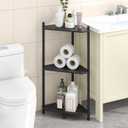 Wisuce Corner Shelf Stand - 3 Tier Bamboo Small Corner Bookshelf for Office Kitchen Bedroom Plant Stand Living Room Decor Small Space (Black)