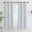 RYB HOME Room Darkening Curtains for Living Room, Energy Smart Privcay Window Curtains Drapes Durable Rustproof Grommet Panels for Bedroom, W42 x L63 inch, Greyish White, Set of 2
