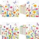 Fulmoon 200 Pieces Spring Wildflower Cocktail Napkins Decoupage Disposable Floral Dessert Paper Dinner Napkins Decorative Flower Butterfly Beverage Towel for Spring Summer Party Favor Supplies