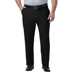 Haggar Men's Premium Comfort Classic Fit Flat Front Dress Pant - Regular and Big & Tall (48W x 32L, Black)