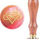 CRASPIRE Heart Wax Seal Stamp for Wedding 25mm Love Sealing Wax Stamps Valentines Day Vintage Removable Brass Sealing Head Wood Handle with Wooden Handle for Christmas Envelope Invitations (Heart Shape)