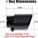 Carbon Fiber Exhaust Tip 2.75" Inlet to 4"Outlet, Universal Tailpipe 2.75 Inch Exhaust Muffler Tip (Gloss)