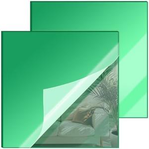 8x8 Inches Green Mirror Acrylic Sheet – 2 Pcs Reflective Acrylic Panel for DIY Crafts, Home Décor & More (20x20 cm)