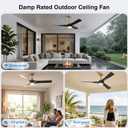 56 inch Modern Smart Ceiling Fan with Light, Black Gold Outdoor Ceiling Fans for Patios with Alexa/Google/App and Remote Control, 3 Blade DC High CFM for Indoor Bedroom/Living Room/kitchen Ceiling Fan