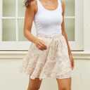 Womens Summer Flowy Shorts Casual Boho Floral Skorts Ruffle Mini Skirts Running Tennis Chiffon Butterfly Shorts (Beige, XL)