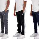 Hind Boys Sweatpants 3 Pack Jogger Pants for Kids in Fleece and Tricot (10-12, Black Charcoal Eclipse)