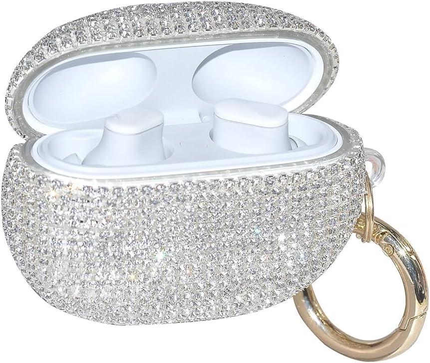 for Beats Studio Buds Wireless Bluetooth Headphones Case, Sparkling Premium Diamond Headphone Cover, Full Protection Shock and Scratch Resistant Protective Case for Women and Girls White