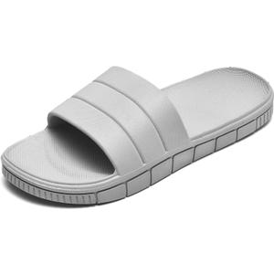 clootess Shower Slide Shoes for Men and Women Home Sandal Bath Slipper Indoor House Pool College Dorm Non-Slip (4-5 Women/2.5-3.5 Men, Grey)