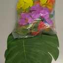 60Pcs Hawaiian Flowers,Tropical Decor Tropical Flowers Include Hibiscus Flowers Artificial and Palm Leaves,Hawaiian Decorations Luau Table Decorations for Jungle Beach Theme Birthday Party