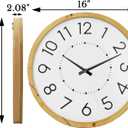 Farmhouse Silent 16" Wall Clock Battery Operate,Wooden Non Ticking Sweep Movement, Large Farmhouse Wall Clock for Kitchen, Bedroom, Home Office, Living Room Decor, Arabic Numerals