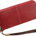 Womens Wallet RFID Blocking Zip Around Ladies Clutch Wristlet Long Purse Large Capacity Card Holder (Red)