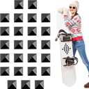 25 Pcs Snowboard Stomp Pad, Pyramid Studs Stomp Pad Snowboarding, Anti-Slip Ski Snowboard Grip Stomp Pad Spikes - Provides Extra Grip for Snowboard Boots Support (Black)