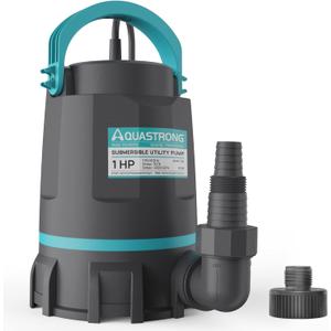 Aquastrong Sump Pump 1 HP 4500 GPH Submersible Water Pump Thermoplastic Portable Utility Pump High Flow Water Removal for Swimming Pool Garden Pond Basement Window Wells with 10ft Long Power Cord