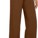 G4Free Loose Pants for Women High Waisted Yoga Dress Pants with Pockets Stretch Wide Leg Sweatpants Business Casual Trouser Pants(Dark Coffee, L, Petite)