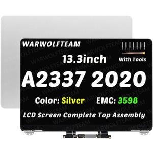 LCD Screen Display Full Top Assembly Compatible with MacBook Air 13" M1 2020 A2337 EMC 3598 MGN63 MGN93 MGND3 MGN73 MGNA3 MGNE3 2560 x 1600 661-16807 661-16806 661-16808(Silver)