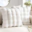 MIULEE Faux Fur Pillow Covers Thick Soft Plush 24x24 Inch Pack of 2 Euro Throw Pillows Luxury Spring Home Decor for Bed Couch Bedroom Living Room Sofa,White