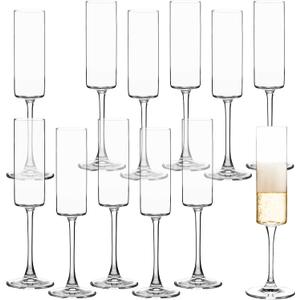 UMEIED Champagne Flutes, 6oz Edge Champagne Glasses Set of 12 with Long Stem - Sparkling Wine Glasses & Elegant Gift for Home, Wedding, Anniversary, Party, Birthday, Clear