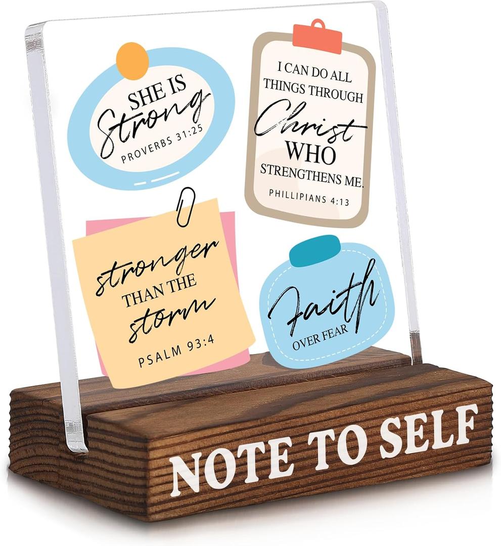 akeke Christian Encouragement Desk Decor, Inspiration Bible Verse Decor Sign for Desk Shelf Cubicle, Religious Motivational Uplifting Gifts for Women, Men, Coworker, College, Friends, ANT8