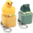 Quacking Duck & Croaking Frog Keyboard Fidget Set - LED Light Animal Clicker Toys with Realistic Sounds, Type-C Rechargeable Stress Relief Keychains for Adults, Cute Bag Accessories Gift