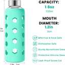 Mrsdry Glass Juice Bottles with Lids and Silicone Sleeves 18 oz, 4-Pack Reusable Clear Glass Water Bottles with Stainless Steel Airtight Cap for Juicing, Refrigerator, BPA Free Leak-Proof Drinking Jar