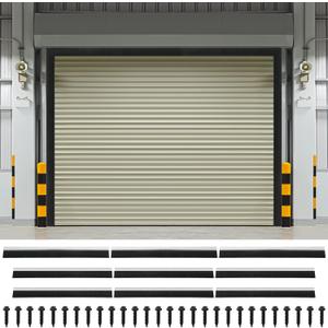 10 x 12 ft Garage Door Seal Kit, 3" Thickened Nylon Bristles with Aluminum Track, Heavy Duty Weather Roll Up Door Seal, for Commercial, Barn, Warehouse, Corrugated Doors, 3 Top & 6 Side Brushes