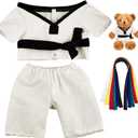 Civaner Taekwondo Uniform Outfit Bear Clothes with Belts, Bear Not Included, Fit 12-16 in, Clothes for Taekwondo Uniform Stuffed Animal Clothing for Birthday Gift Party(White)
