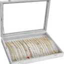 Siveit Necklace Organizer Box Premium 20 Hooks Necklace Display Jewelry Tray with Transparent Lid Jewelry Necklace Display Box for Necklace Pendants Suitable for Women and Girls (Grey)