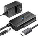 SATA to USB C Adapter with Power, USBC to SATA Cord External Hard Drive Type C Cable for 2.5" HDD/SSD & 3.5" HDD Up to 20TB Converter with 24W Adapter Support UASP Seagate WD Hitachi Toshiba