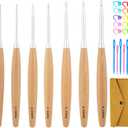 Yarniss Beech Wood Crochet Hooks Set with Case,Ergonomic Handle Crochet Hooks Set 3.0mm~6.0mm