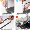 Adjustable Kitchen Sink Caddy with Towel Holder, Drain Strainer Sponge Holder with Hook for Hanging Brush, Multipurpose Dish Drying Rack in Sink, Kitchen Drainer Countertop Organizer & Storage Rack