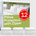 Ultra Soft Pillow Protectors with Zipper King Size - Set of 12 Breathable Pillow Covers - 100% Protection Against Stains, Dust & Dirt - Machine Washable (White)