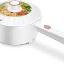 Bear Hot Pot Electric, 2L Multifunctional Portable Cooking Pot, 1000W Rapid Noodles Electric, Non-Stick Frying Pans for Steak, Egg, Ramen, Oatmeal With Dual Power Adjustment, White