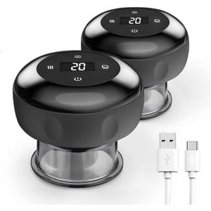 Smart Cupping Therapy Massager 2 Set, 4 in 1 Electric Cupping Massager Device, Smart Cupper Relieves Muscle Soreness, Improves Blood Circulation and Speeds Up Recovery After Exercise (Black)