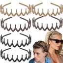 6 PCS Zig Zag Headbands Plastic Wavy Hair Head Band Comb with Teeth Hoop Accessories for Women Men Girls, Matte Morandi