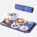 Blue Warming Tray, Rollable & Portable Electric Food Warming Mat with 7 Adjustable Temperature Levels, Full Surface Heating, Auto Shut-Off Function for Buffets