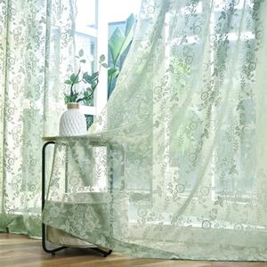 Sage Green Lace Curtains 45 Inch Length 2 Panels Set Rustic Leaf Floral Pattern Short Lace Curtains for Kitchen Window, Rod Pocket Privacy Farmhouse Green Vintage Lace Café Curtains, 42 x 45 Inch
