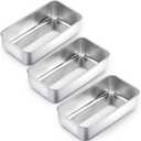 TeamFar Loaf Pan Set of 3, 9 x 5 Inch Bread Loaf Meatloaf Pan Stainless Steel for Baking Bread Cake Toast Brownies, Healthy & Sturdy, Oven & Dishwasher Safe (Silver)