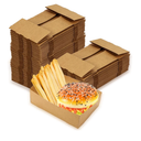 Teling 150 Pcs 10. 4" x 10. 4" x 3. 7" Kraft Paper Food Trays Disposable Foldable Paperboard Fast Food Container Boxes Tray 4 Corner Pop up Serving Brown Holders for Party Stadiums Theaters