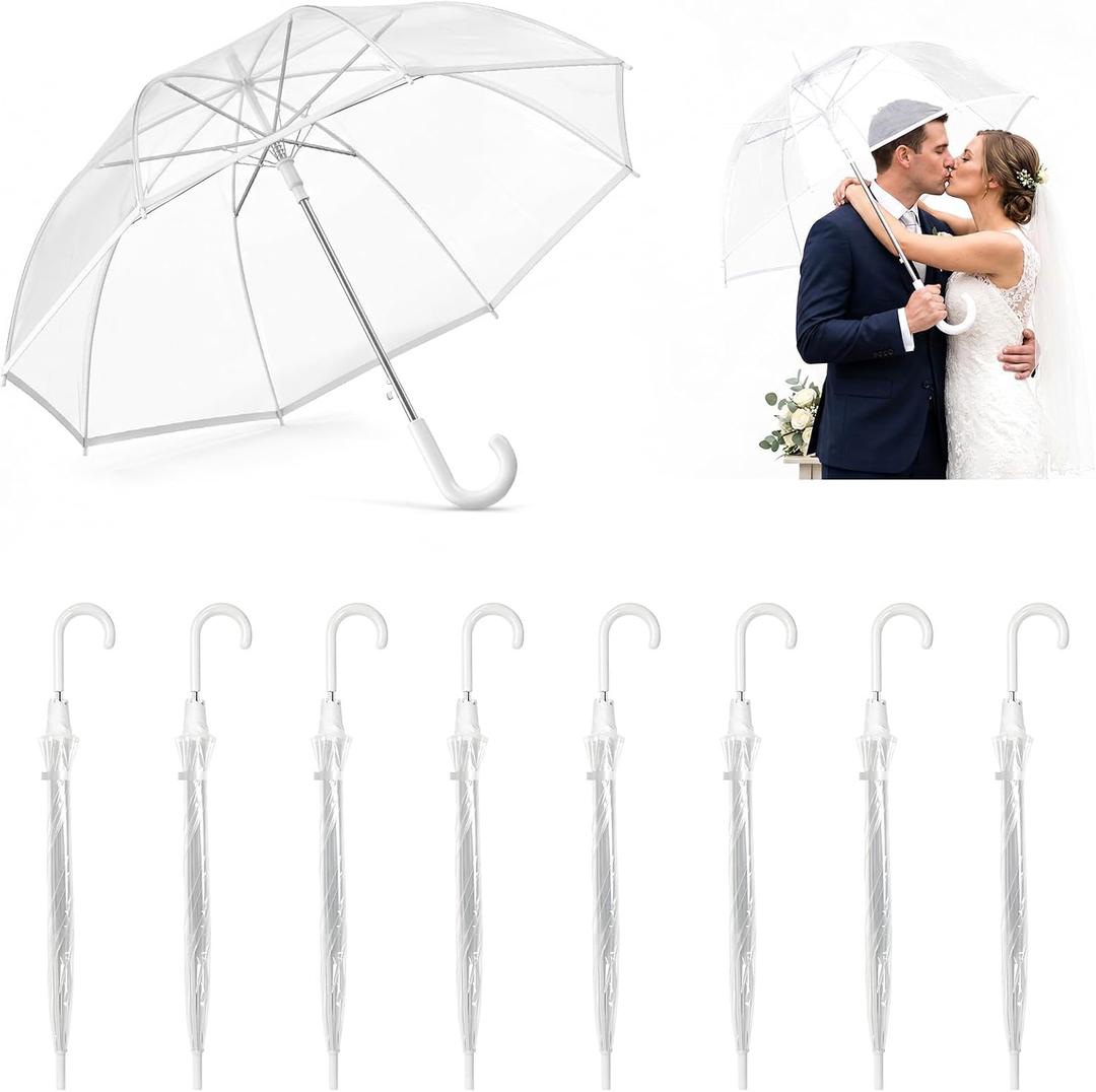 8 Pack Clear Bubble Umbrella, Clear Umbrella Wedding, Wind And Rainproof